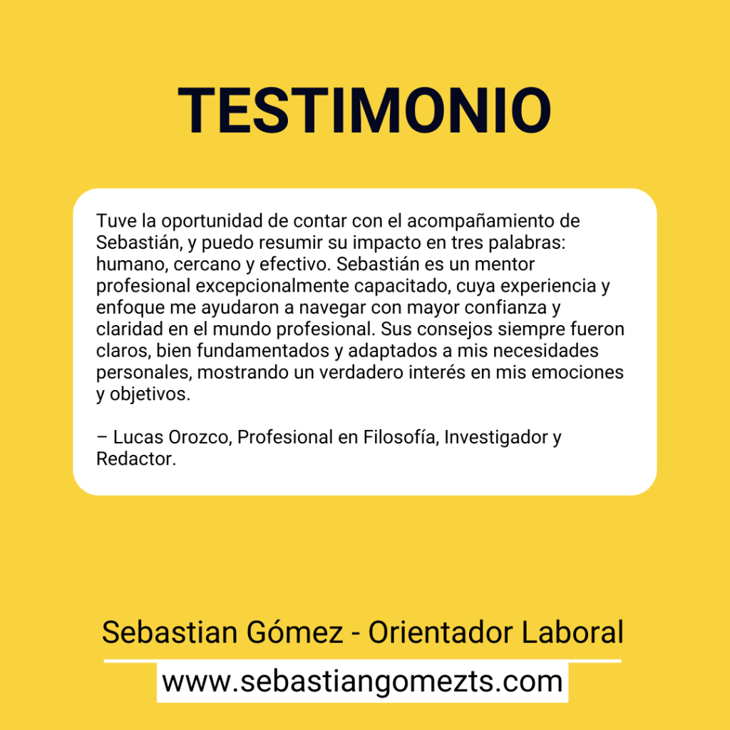 Sebastian Gómez, Trabajador Social y Orientador Laboral