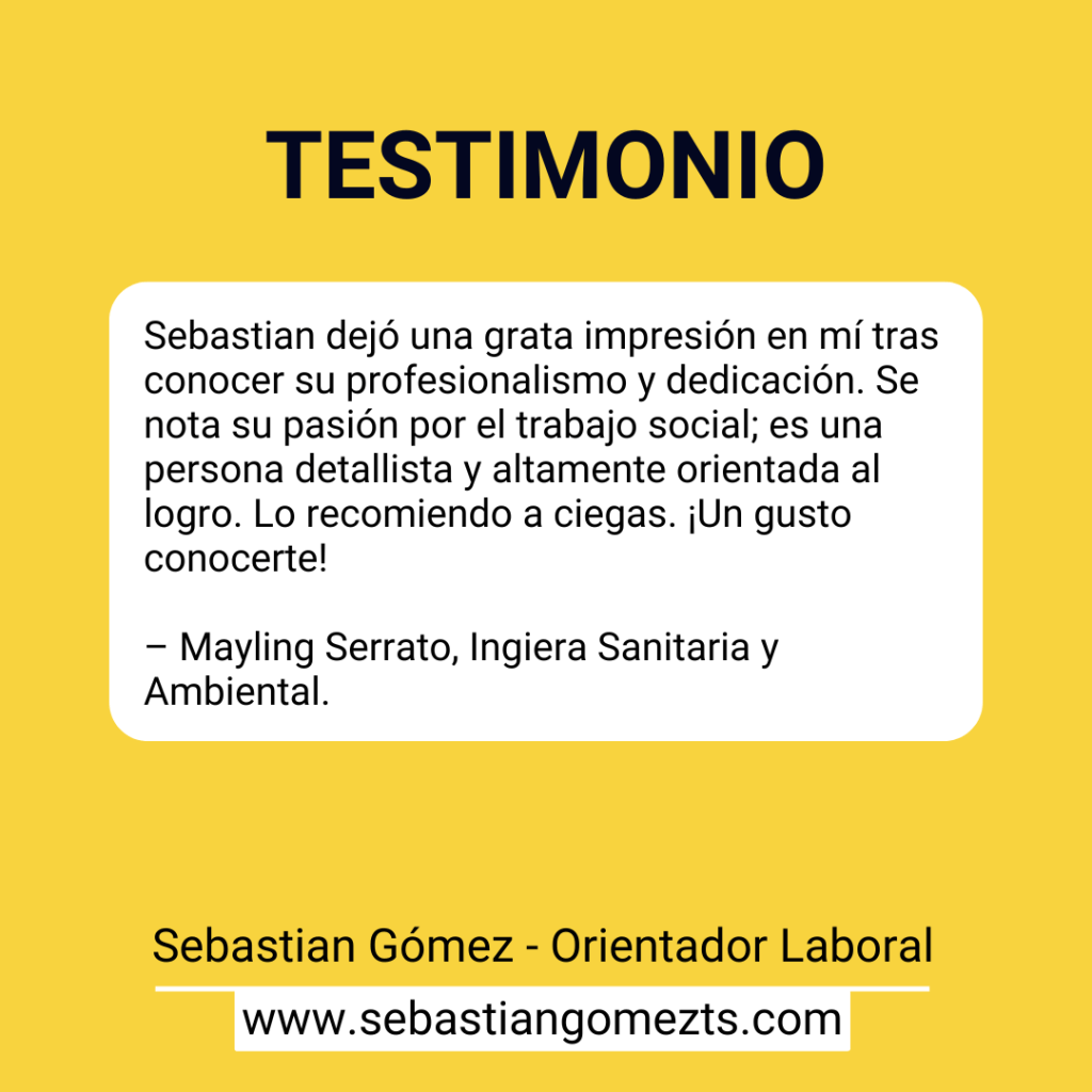 Sebastian Gómez, Trabajador Social y Orientador Laboral