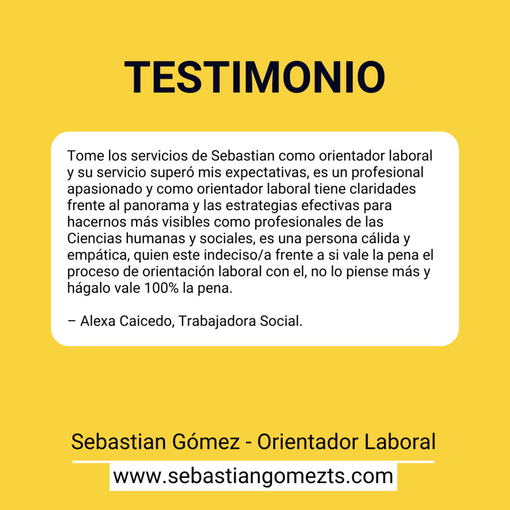 Sebastian Gómez, Trabajador Social y Orientador Laboral