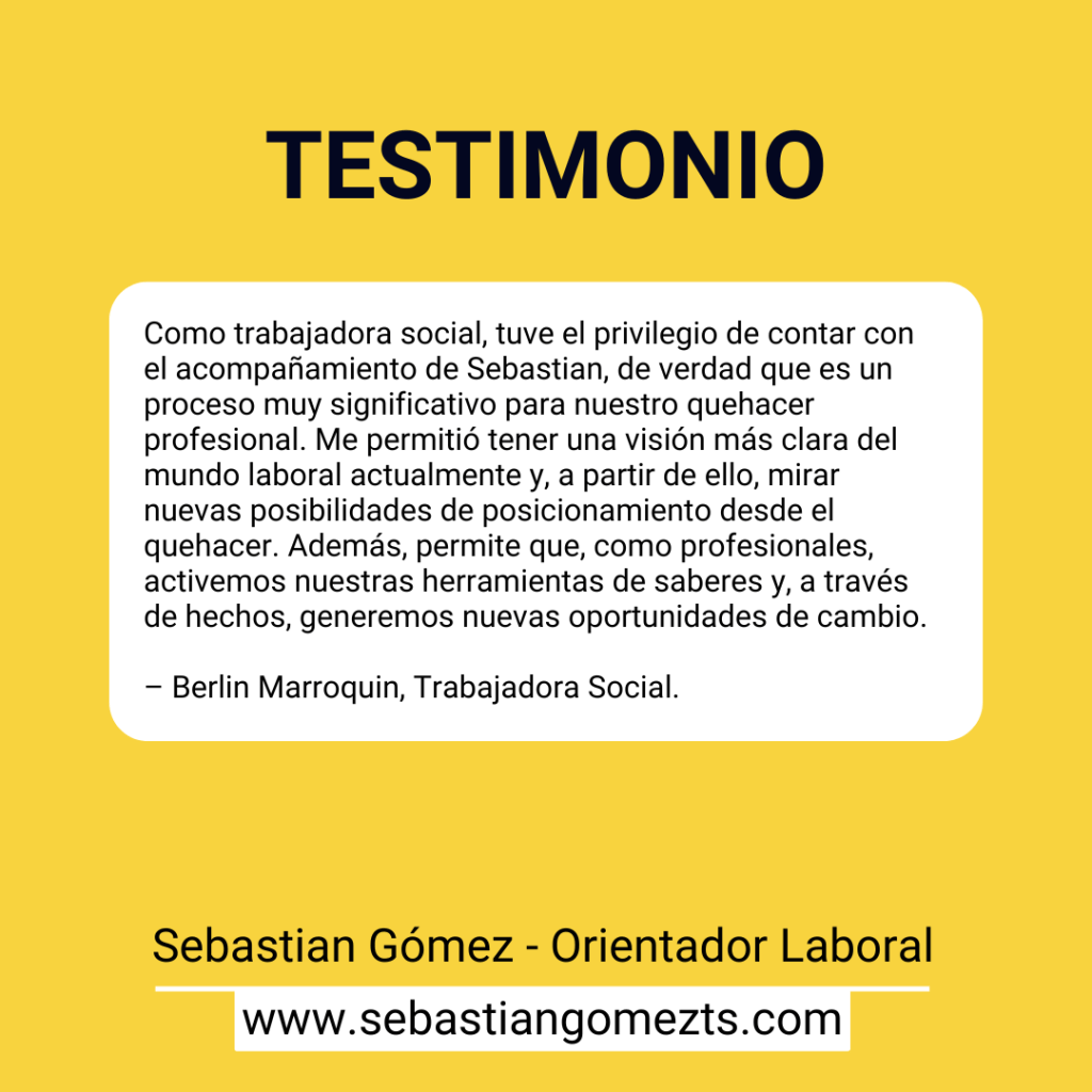 Sebastian Gómez, Trabajador Social y Orientador Laboral