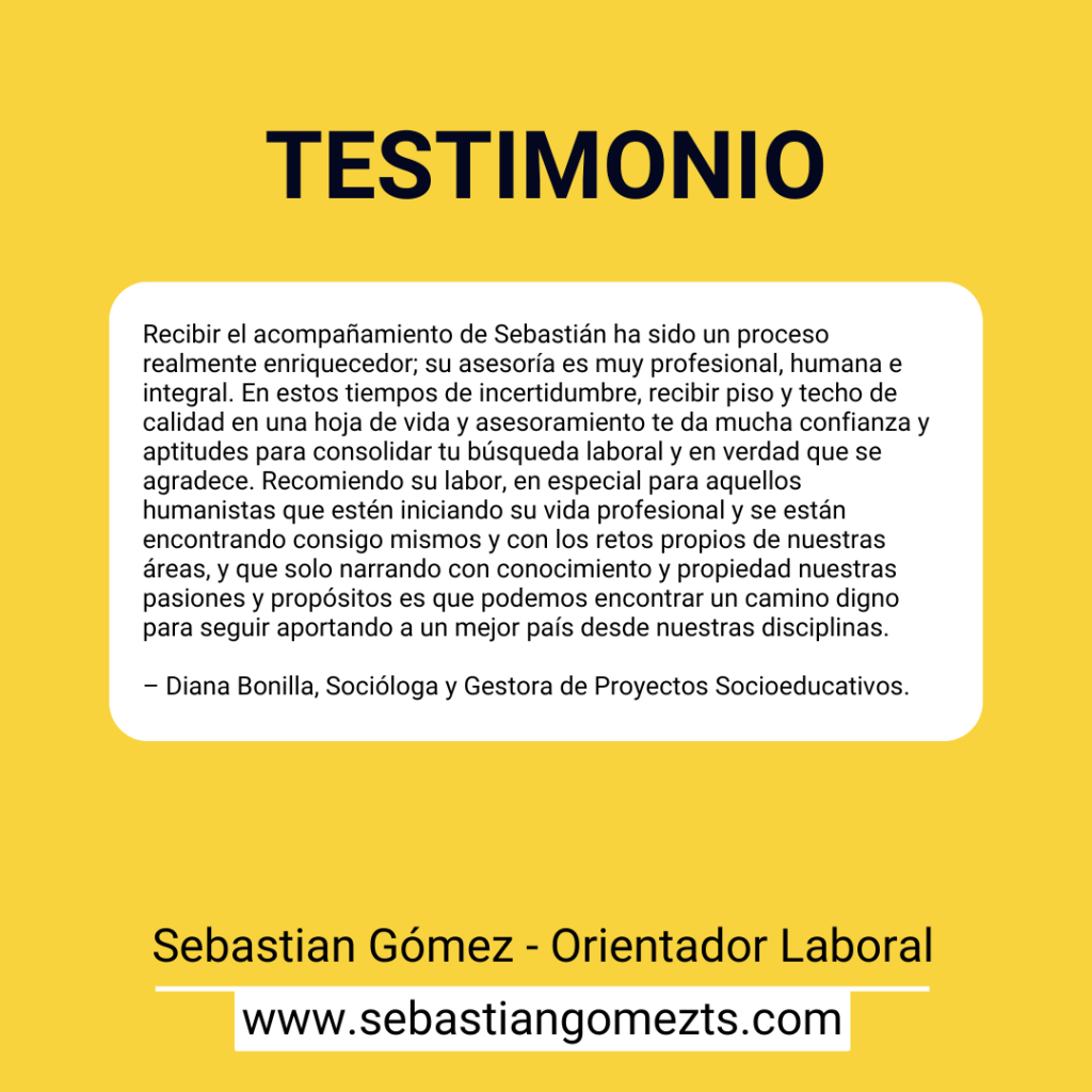 Sebastian Gómez, Trabajador Social y Orientador Laboral